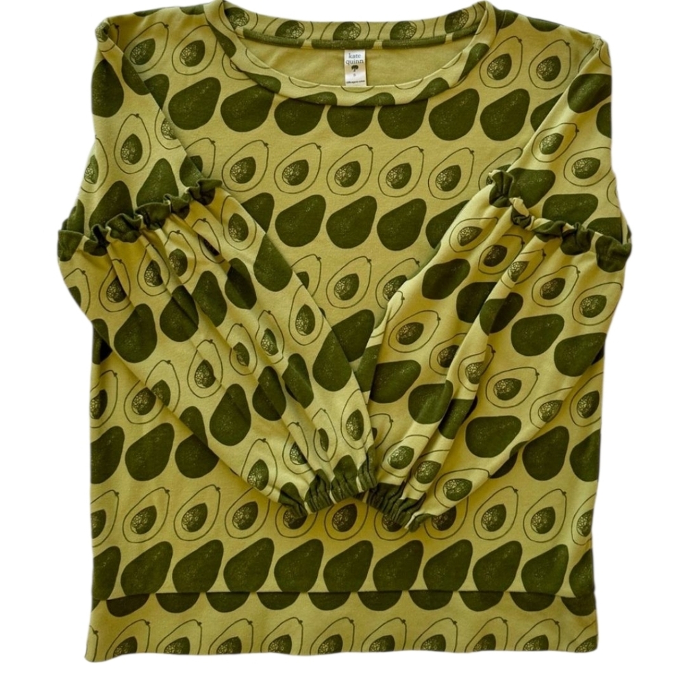 Kate Quinn Women's Avocado Bubble Sleeve Top Size Small